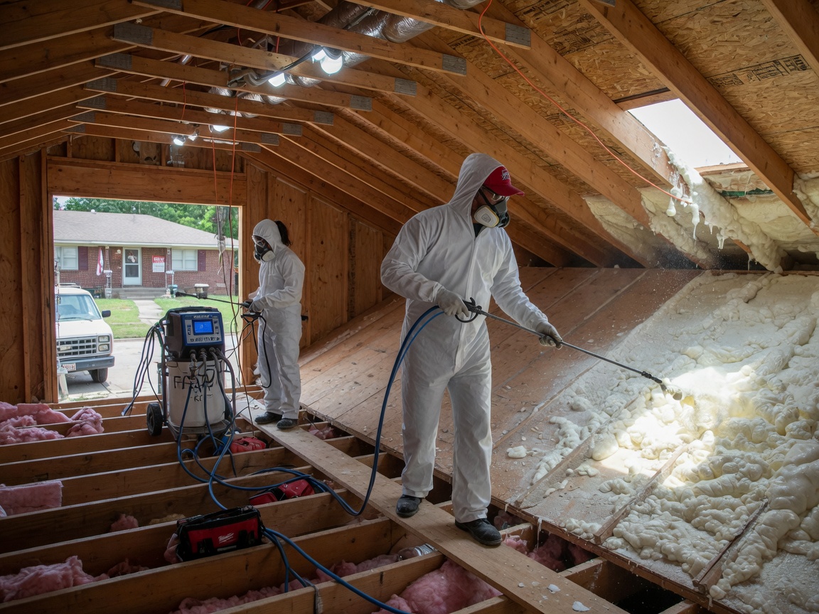 spray foam insulation work by Attic Insulation Elite Oklahoma City in Oklahoma City, Oklahoma